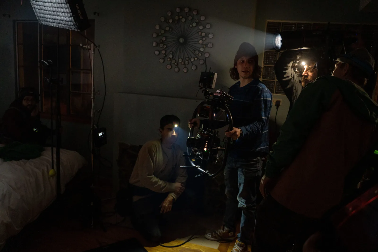 Lighting a scene inside the house set