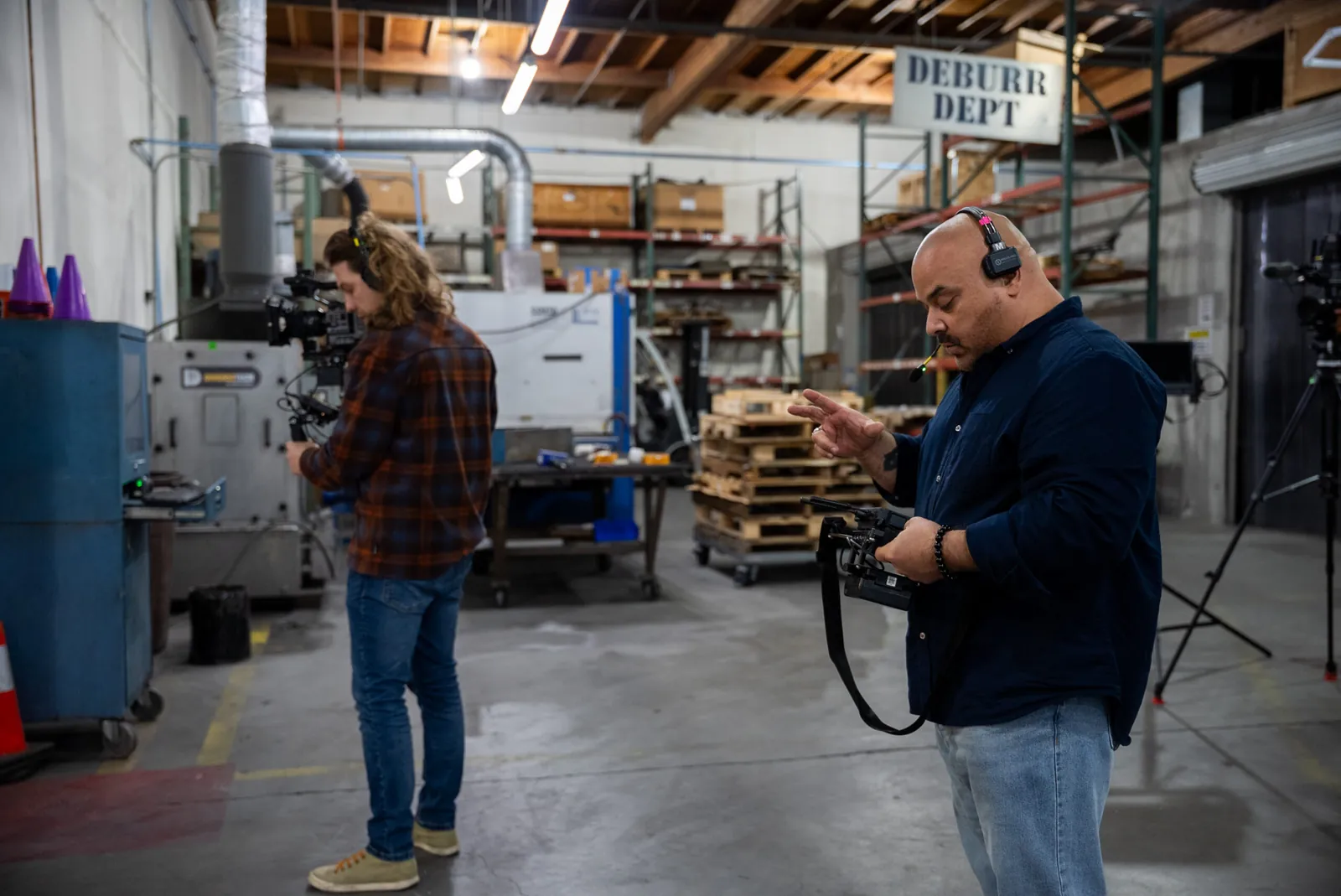 Konstantin Frolov with the camera in the workshop